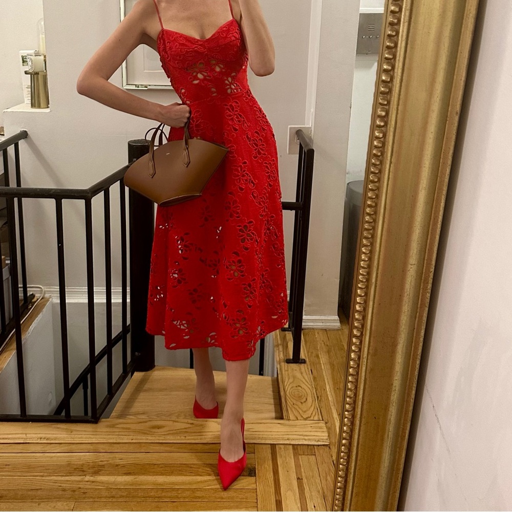 ABS Allen Schwartz Eden Bustier dress red lace size 6 M Anthropologie